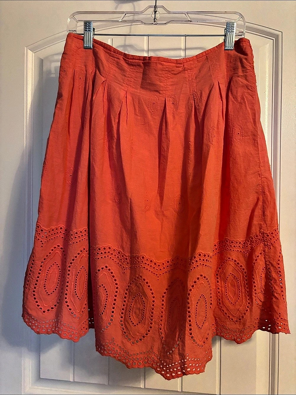 Style & Co Eyelet A-Line Skirt in Orange Size Large